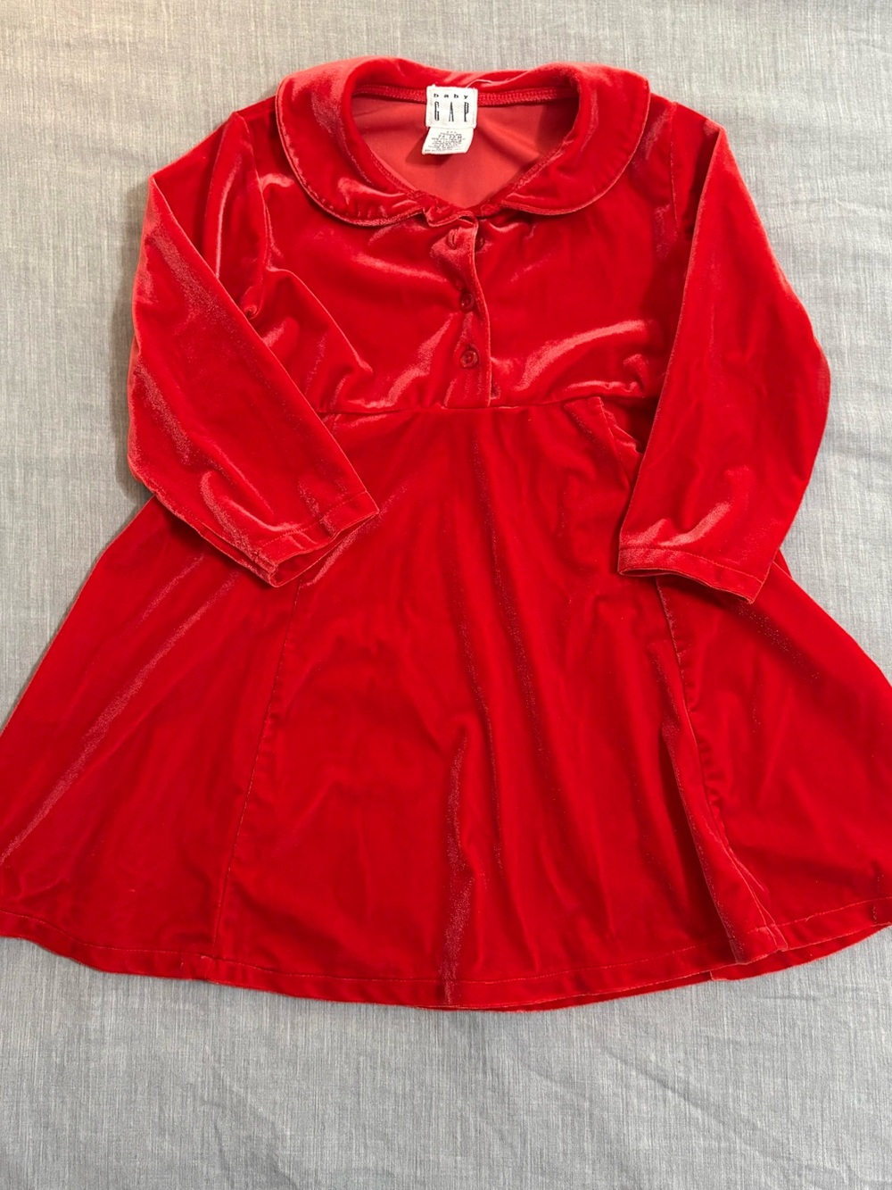 Vintage Baby Gap Red Velvet Christmas Dress 24-30M 2XL Toddler Holiday